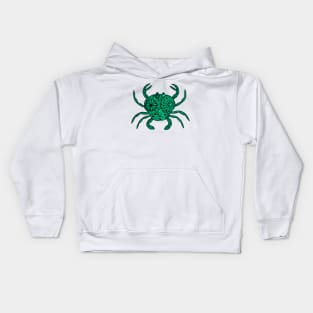 Mandala Crab (teal and black) Kids Hoodie